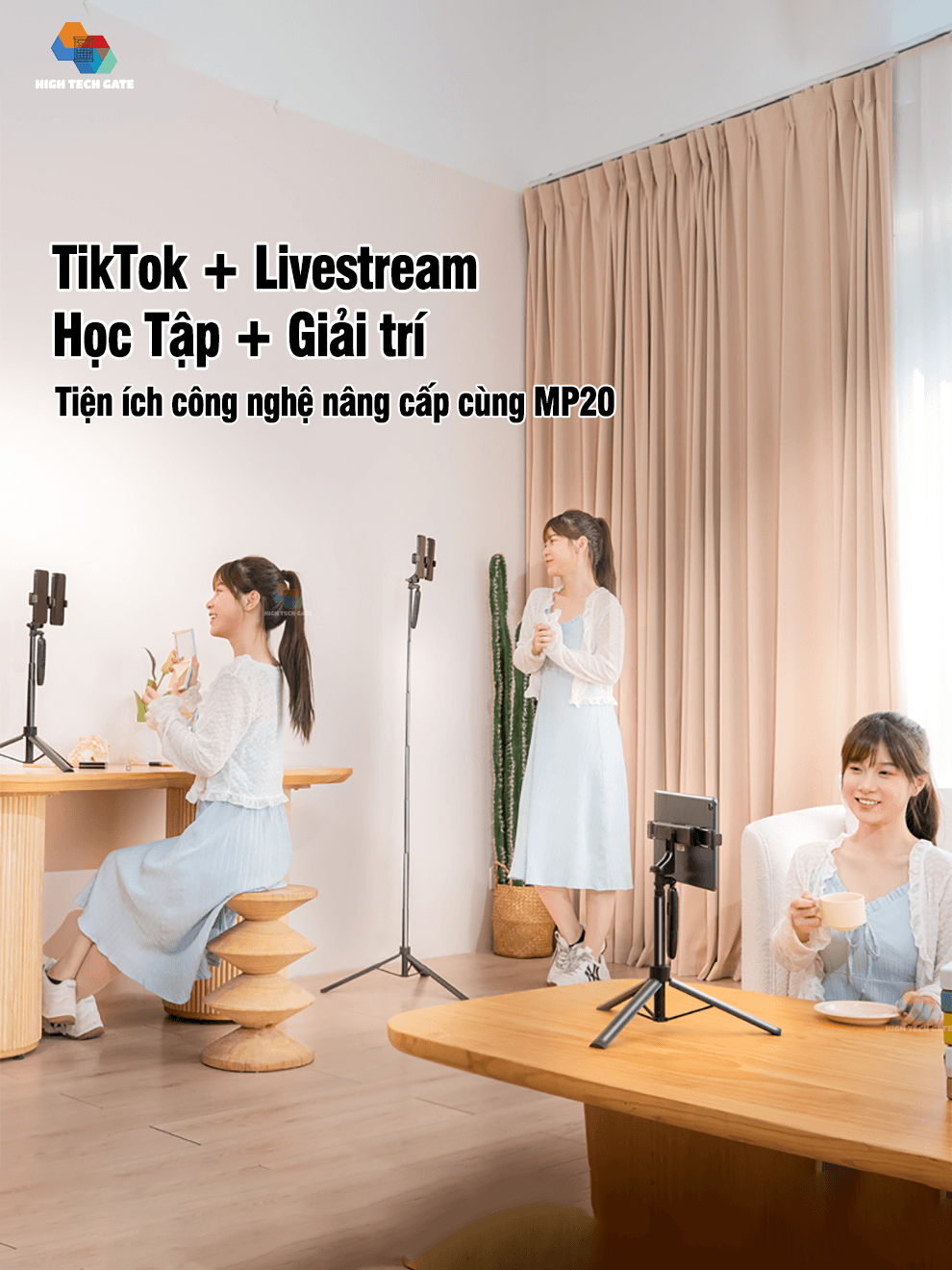 Cây quay điện thoại, livestream, tik tok, video đôi MP-20, gậy selfie tự sướng gấp gọn, máy tính bảng, học tập online, hàng chính hãng