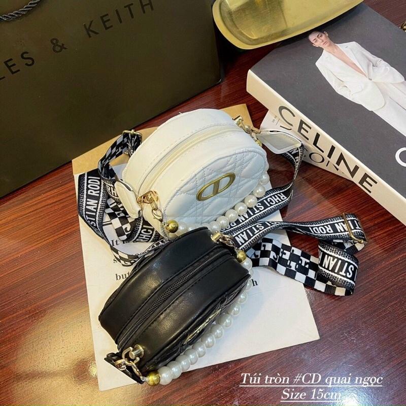 Túi đeo chéo nữ, túi xách ZuCi A28 size 15cm hoạ tiết CD cốp tròn quai ngọc cực sang chảnh phong cách thời trang Hàn Quốc