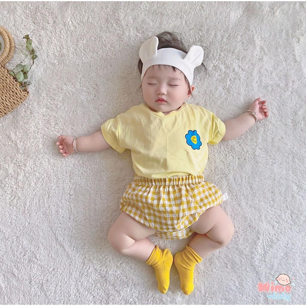 Set bộ áo cotton quần đũi kẻ cho bé (7-17kg)