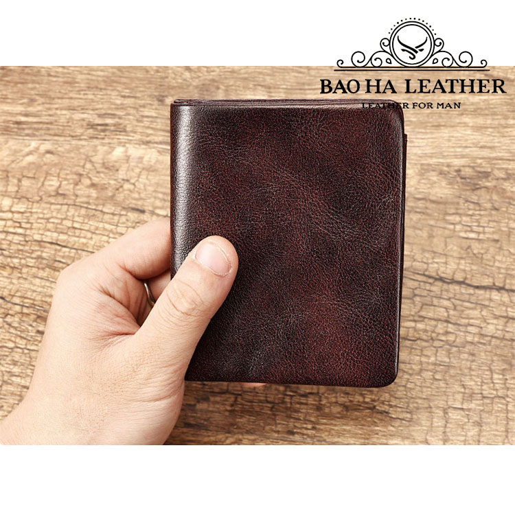 Ví Đứng Nam Da Bò Cao Cấp BHM1249 Mềm Mại - Bền Bỉ, Chống Xước - Chống Nhăn Tốt, Thiết Kế Cổ Điển, Dáng Đứng - Gập 2, Ngăn Đựng Tiền Có Khóa Kéo, Nhiều Ngăn Để Giấy Tờ Tiện Dụng