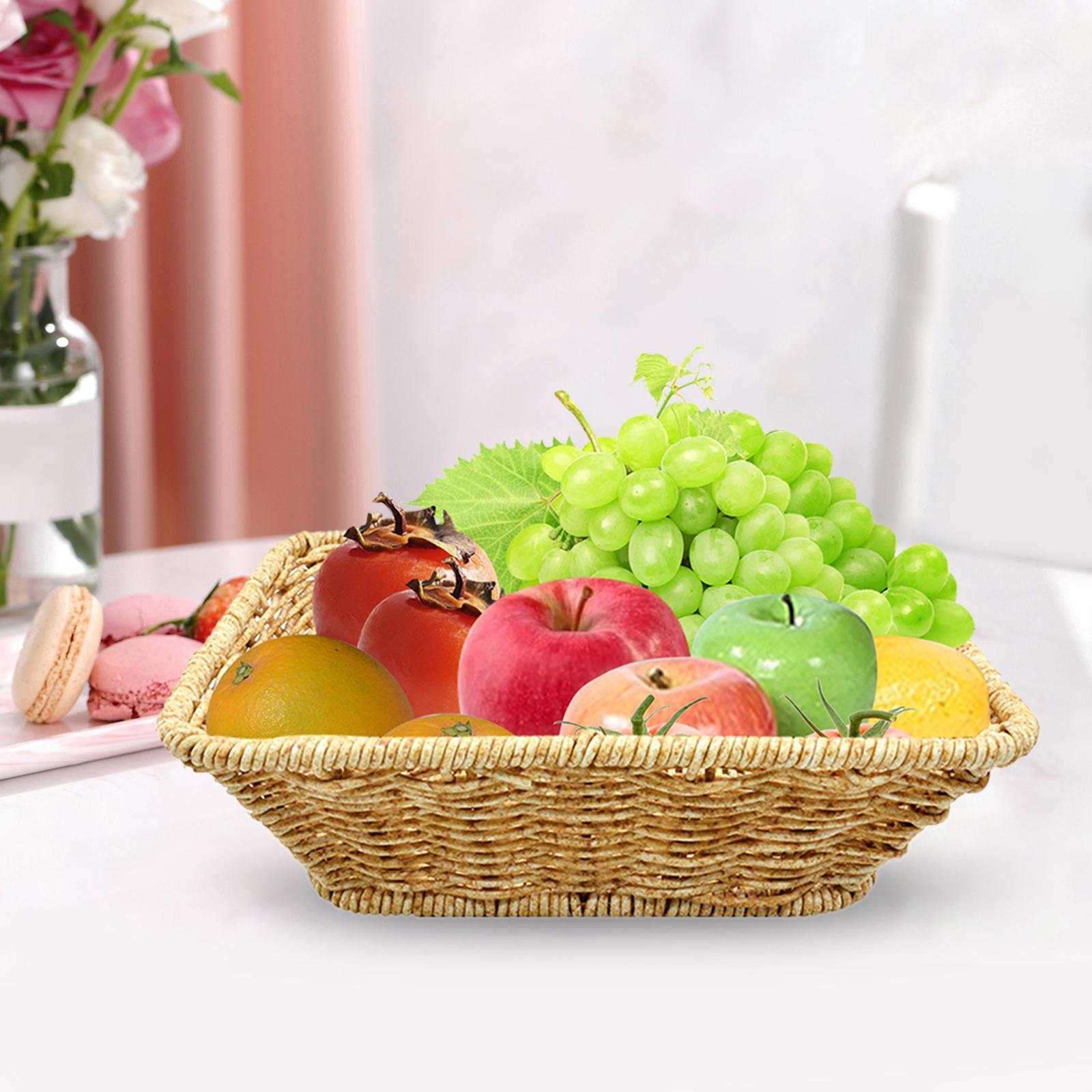 Woven Fruit Basket Kitchen Fruit Bowl, Food Serving Holder Farmhouse Decor Multifunctional Food Vegetables Serving Basket for Vegetables, Camping