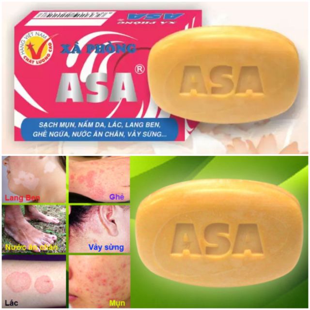 Xà bông tắm Asa 120g hỗ trợ diệt khuẩn gây mụn, nấm, lác và các bệnh ngoài da