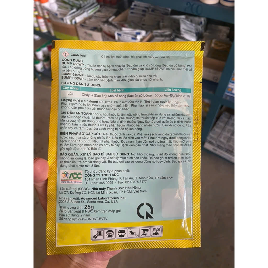 Trừ bệnh BUMP 650WP gói 25g quản lý đạo ôn lá, cổ bông Chính Hãng ADC