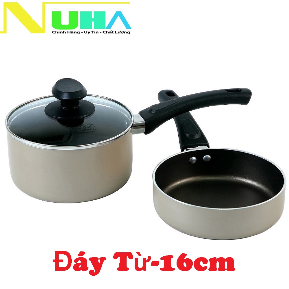 Bộ quánh chảo Elmich Baby EL-1167 2 cái chống dính Whitford cao cấp, đáy từ, size 16cm, màu ngẫu nhiên-Hàng chính hãng