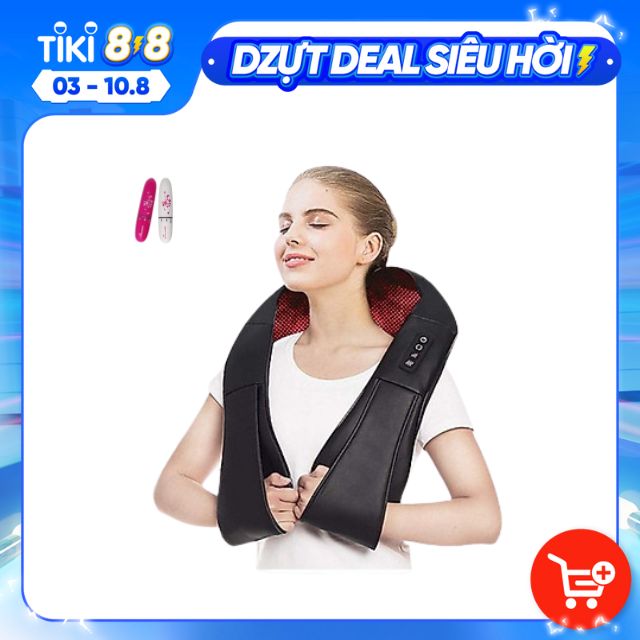 Đai Massage Thư Giãn Đa Năng 8 Đầu Massage Cho Cổ Vai Gáy Có Chức Năng Nhiệt Giúp Tăng Cường Lưu Thông Máu - Tặng kèm máy massage cầm tay Mini - Hàng nhập khẩu