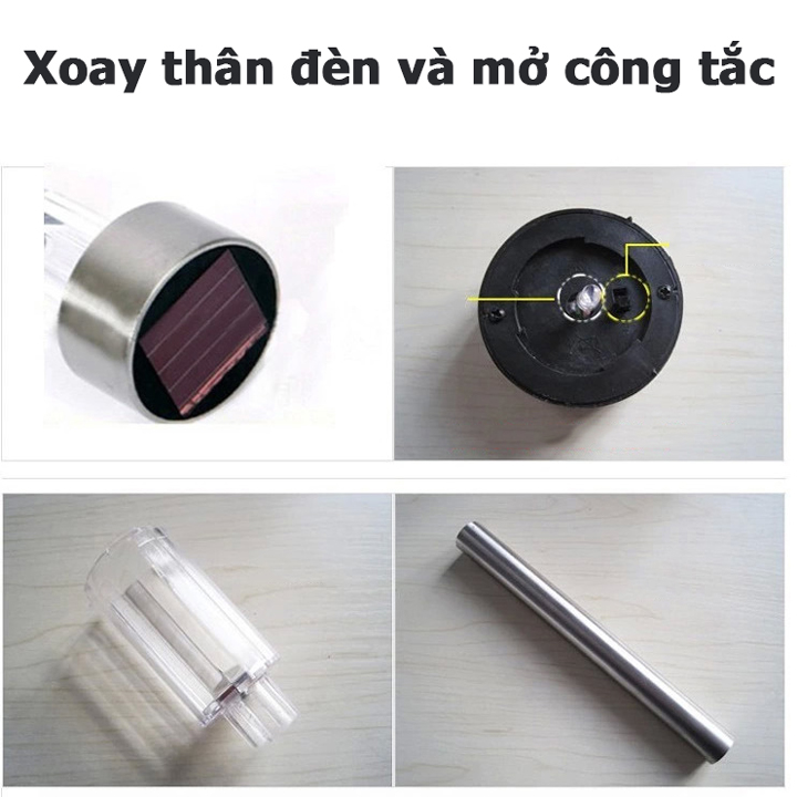 Đèn led cắm đất năng lượng mặt trời bằng thép không gỉ trang trí sân vườn SV inox