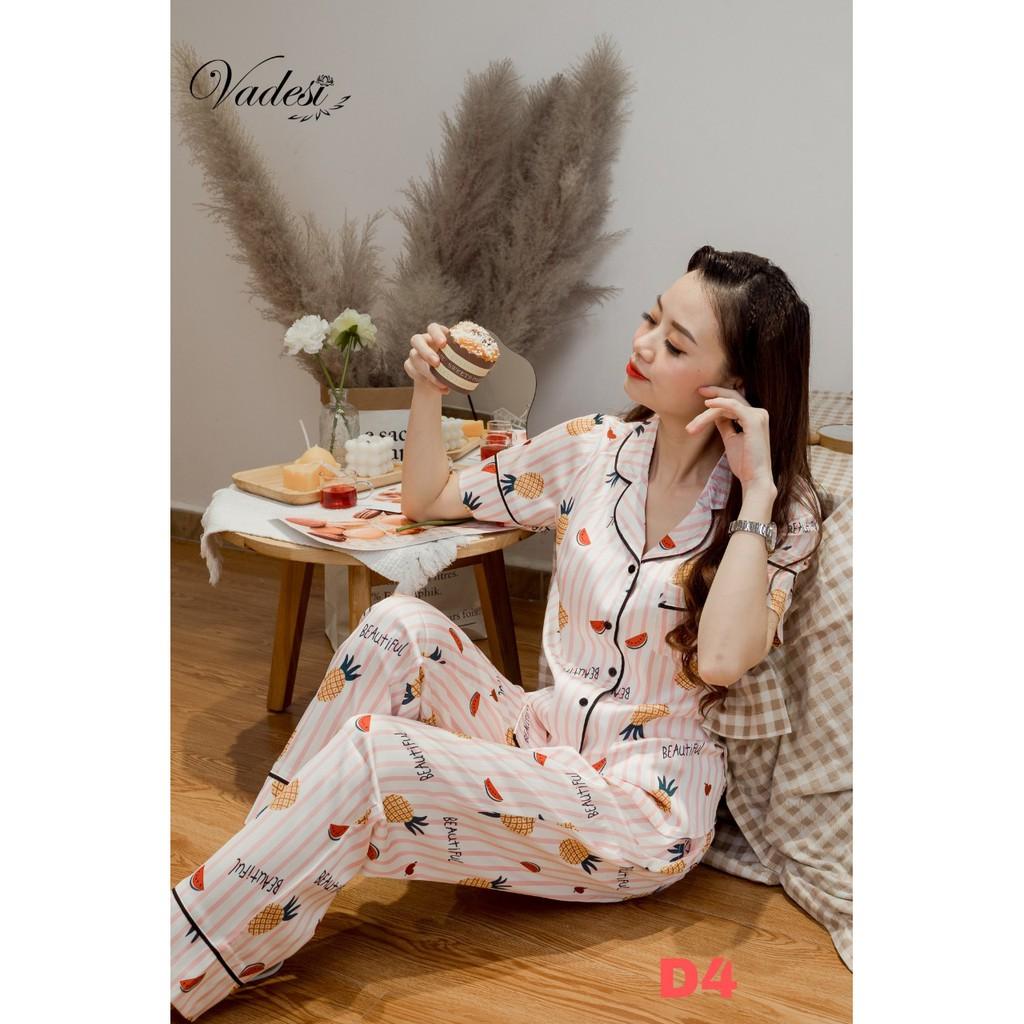 Bộ Pijama Dài Lụa Luxury Cao Cấp Họa Tiết Trang Nhã - Vadesi