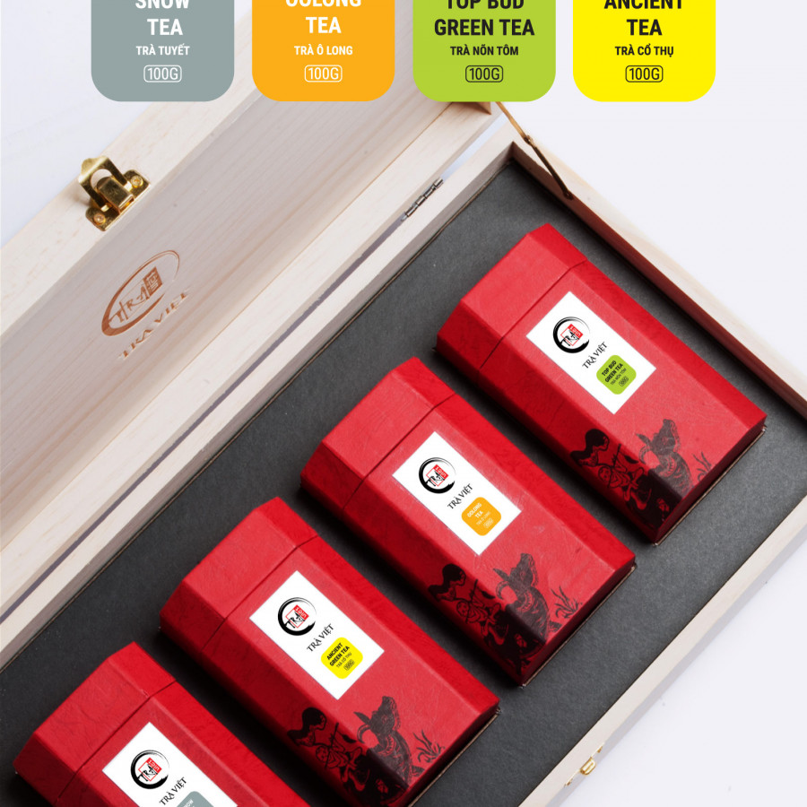 Hộp trà Tứ Quý – Ô Long – Cổ Thụ – Nõn Tôm – Tuyết
