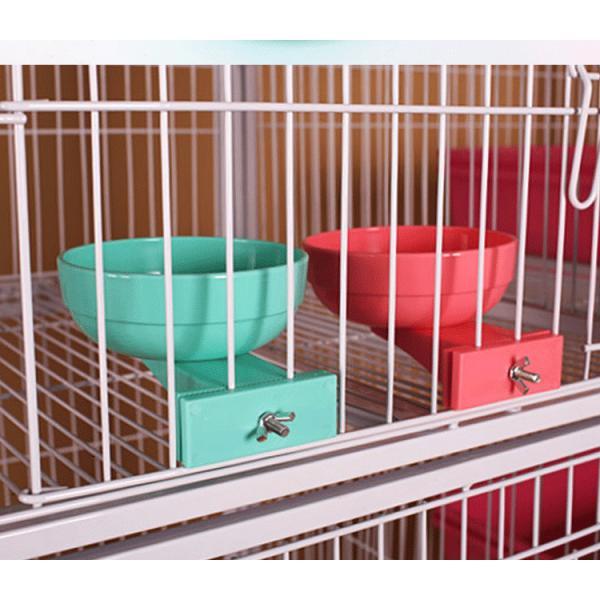 Pet Dog Cat Bowl Hang Stationary Cage Bowl Plastic Detachable Dog Bowl