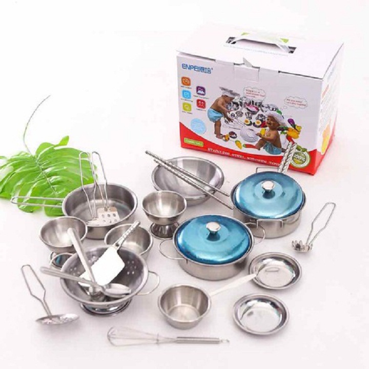 Bộ đồ chơi nấu ăn 25 chi tiết bằng inox