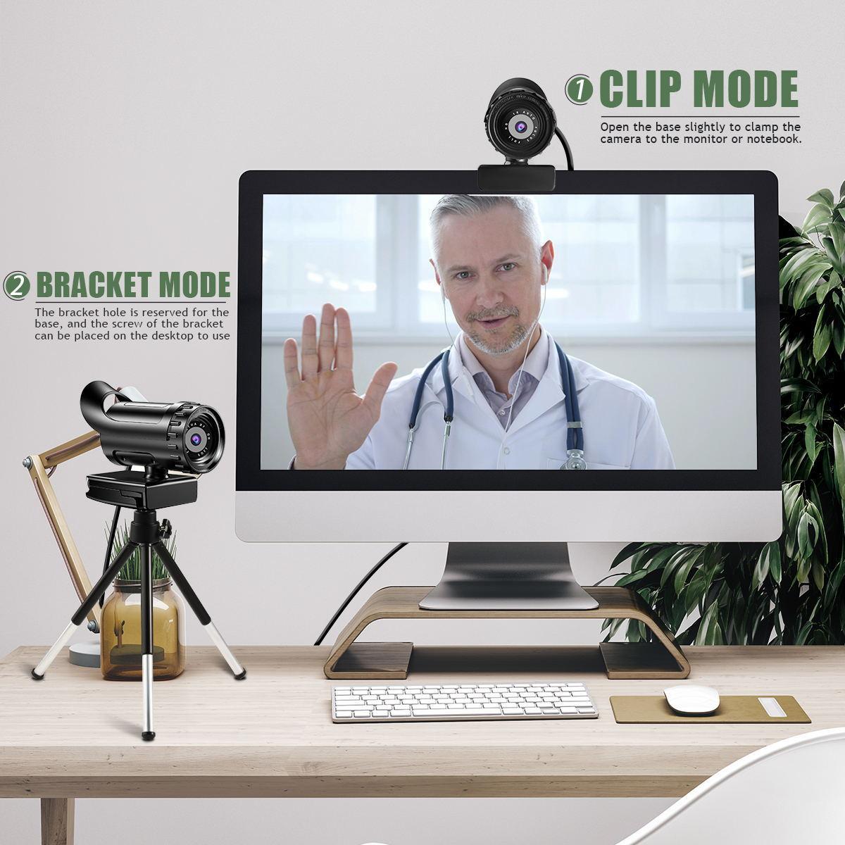 Webcam 4K 2K Lấy nét tự động PC Web Cam kèm quà tặng Chân máy Camera mini 1080P Máy ảnh máy tính xách tay có micrô để phát trực tuyến video YouTube