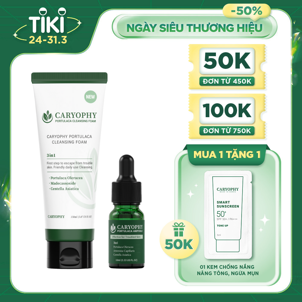 Bộ đôi sữa rửa mặt Caryophy 150ml và Serum Caryophy 10ml