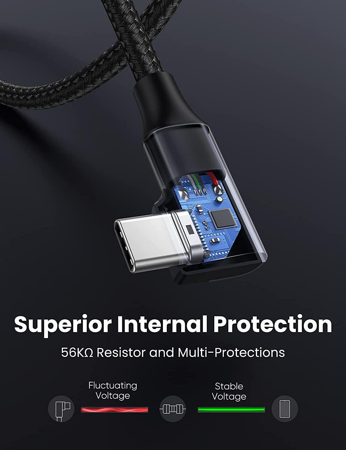 Ugreen UG20299US385TK 1M 3A Cáp Type-C sang USB3.0 hổ trợ Sạc nhanh , truyền dữ liệu đầu C góc 90 độ - HÀNG CHÍNH HÃNG