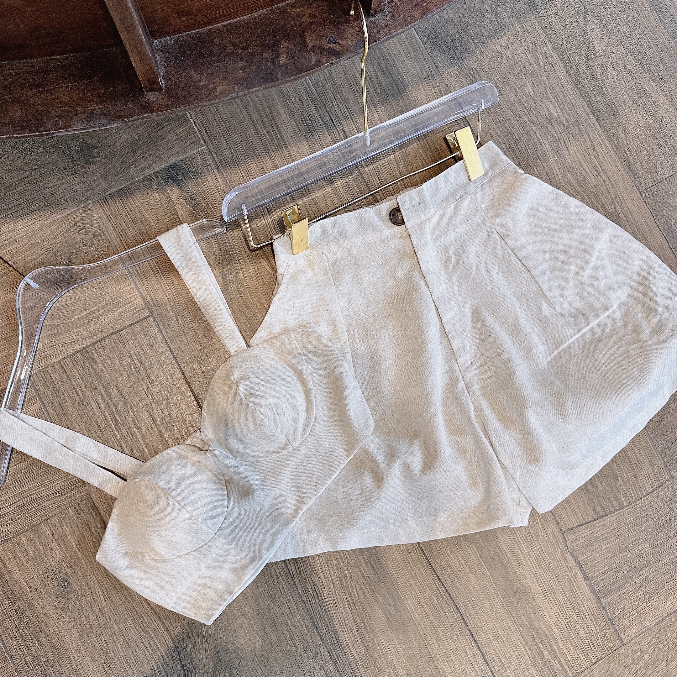 ĐỒ BỘ SET ÁO CROPTOP 2 DÂY CỔ U CÚP NGỰC + QUẦN NGẮN ỐNG RỘNG LƯNG CAO GIẢ VÁY CHỮ A SUÔNG TRƠN SHORTS ĐI CHƠI DẠO PHỐ ĐI BIỂN ĐI TIỆC