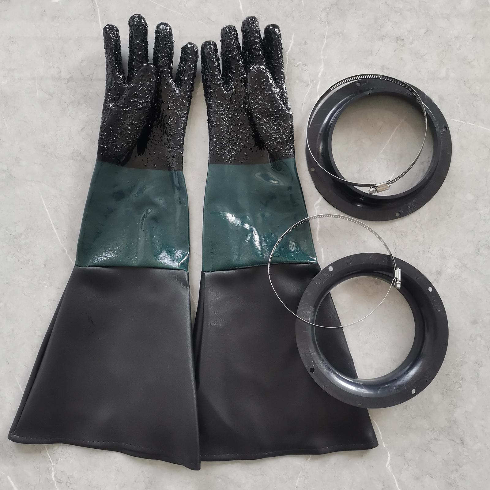 Professional Sandblasting Gloves with Clamp Hoop for Sandblasting Cabinet