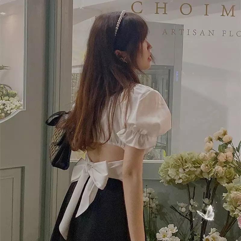 Áo Croptop tay phồng xếp li thời trang