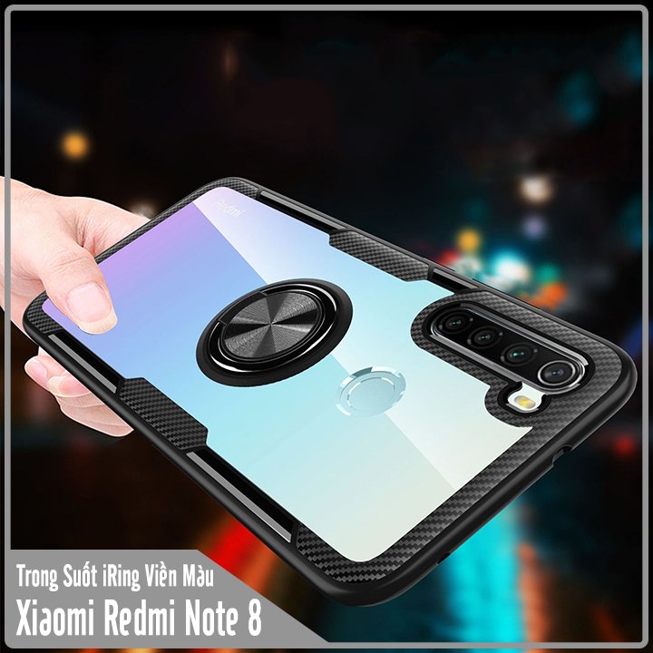 Ốp lưng cho Xiaomi Redmi Note 8 Trong Suốt Chống Sốc iRing Viền Màu
