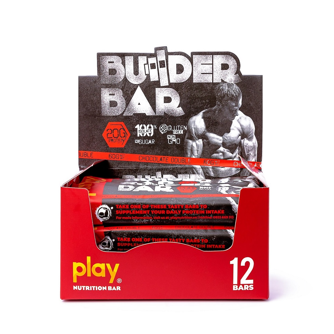 Hộp 12 Thanh Protein Builder PLAY Vị Chocolate Double