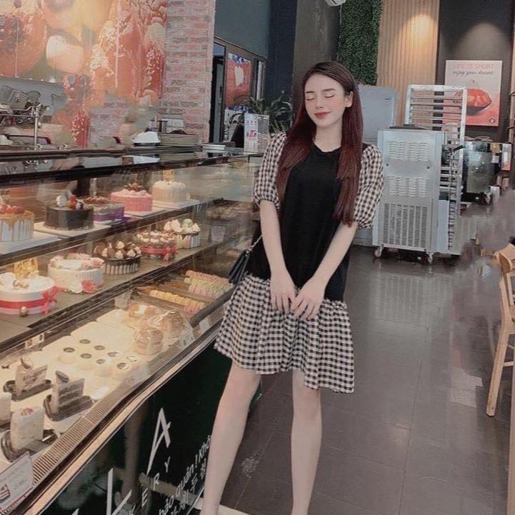 Váy bầu thiết kế nhún đuôi cá chất cát Hàn mềm, mịn,mát