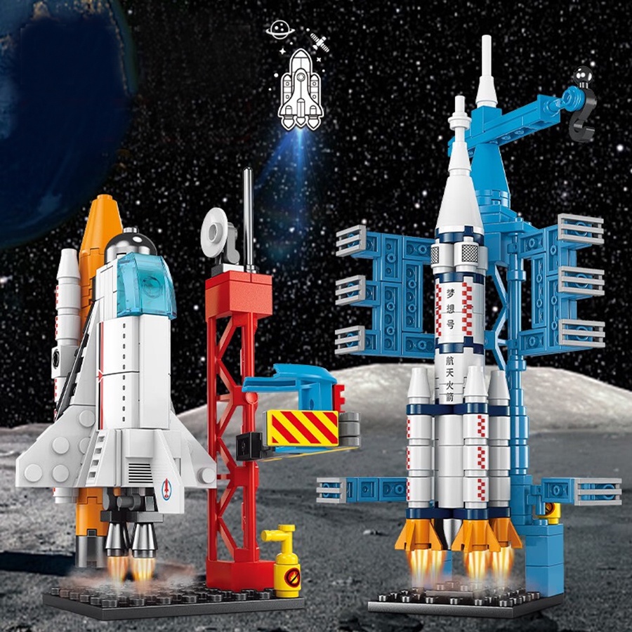 Đồ chơi lắp ráp phi hành gia tàu vũ trụ 1093 chi tiết, mô hình trung tâm phóng tên lửa vệ tinh đồ chơi cho bé
