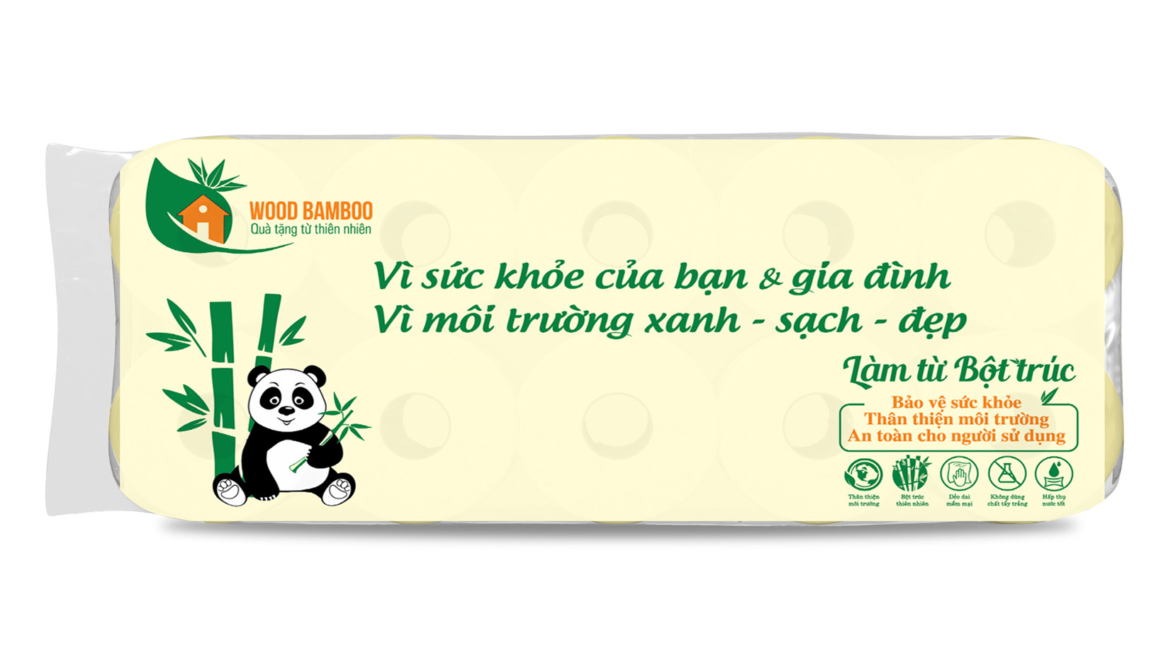 Giấy vệ sinh đa năng có lõi WOOD BAMBOO 3 lớp (1 lốc lẻ)