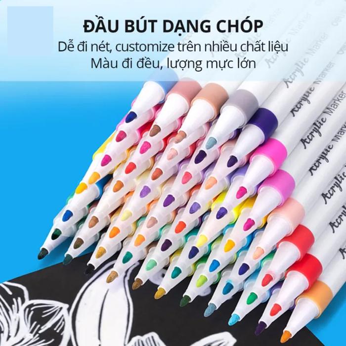 Hộp 12 Bút Lông Màu Acrylic Markers - Deli HM108-12