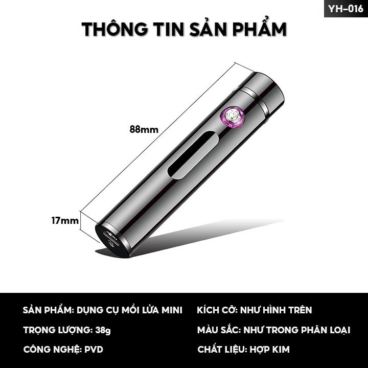 Dụng Cụ Mồi Lửa Bằng Tia Plasma Chống Gió Có Đèn Led Hiển Thị Báo Pin Tiện Lợi YH-016