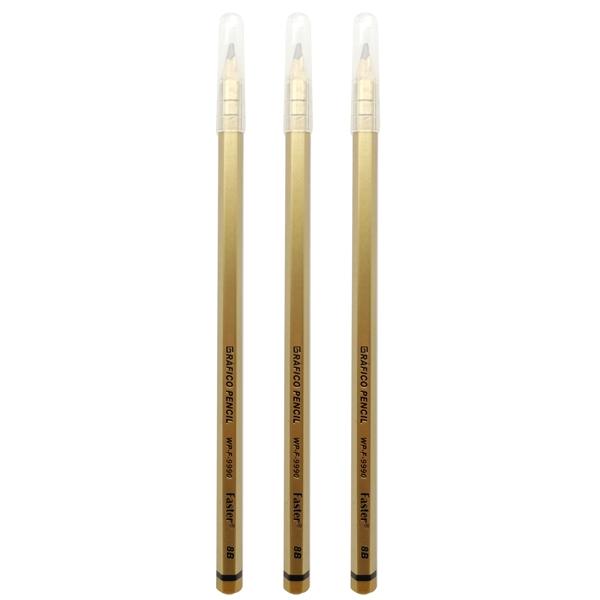 Vỉ 3 Bút Chì Gỗ Grafico 8B - Faster WP-VP-99908B-3