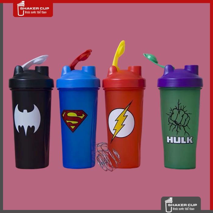 Bình lắc tập gym bình thể thao shake bottle Super Hero