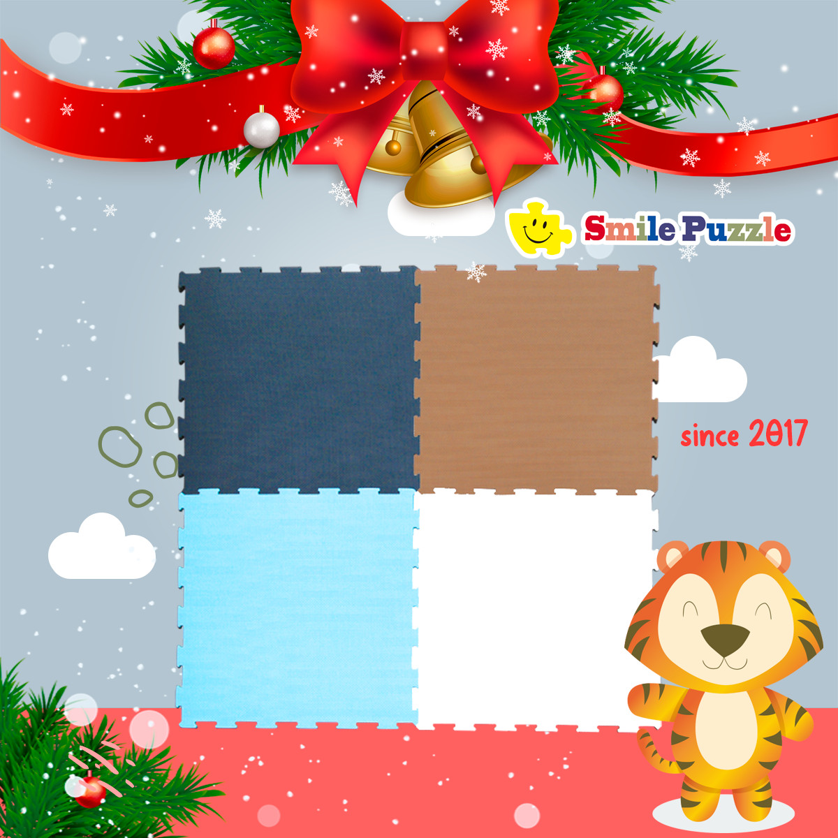 Thảm xốp lót sàn cho bé - đơn màu pastel KHÔNG MÙI Smile Puzzle