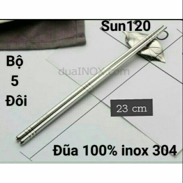 Đũa inox 304 cao cấp Hàn Quốc siêu bền (Bộ 5 đôi