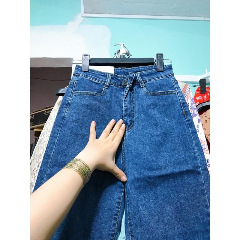 QUẦN JEANS LƯNG CAO CO GIÃN ỐNG RỘNG