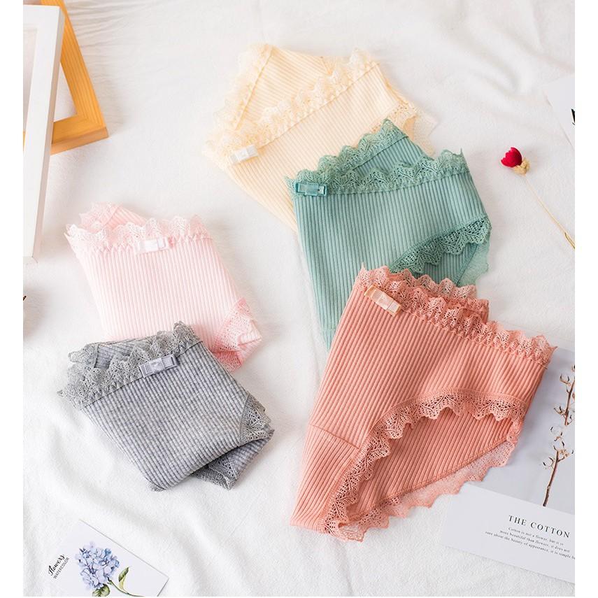 Quần Lót Cotton Cạp Ren Nâng Mông Xuất Nhật