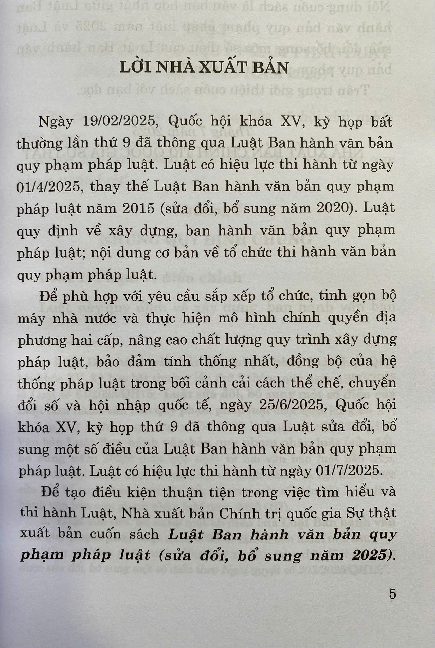 Luật Ban Hành Văn Bản Quy Phạm Pháp Luật ( Sửa đổi, bổ sung năm 2025)