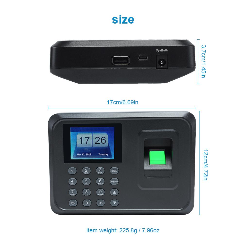Sinh trắc học thông minh Dấu vân tay Mật khẩu Máy chấm công Nhân viên Đăng ký Ghi âm 2.4 inch Màn hình LCD TFT DC - Trắng - Đầu cắm EU