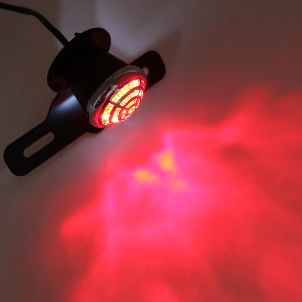 Vintage Grill Tail Brake Light Lamp License Bracket Plate For Harley Chopper Yamaha Black