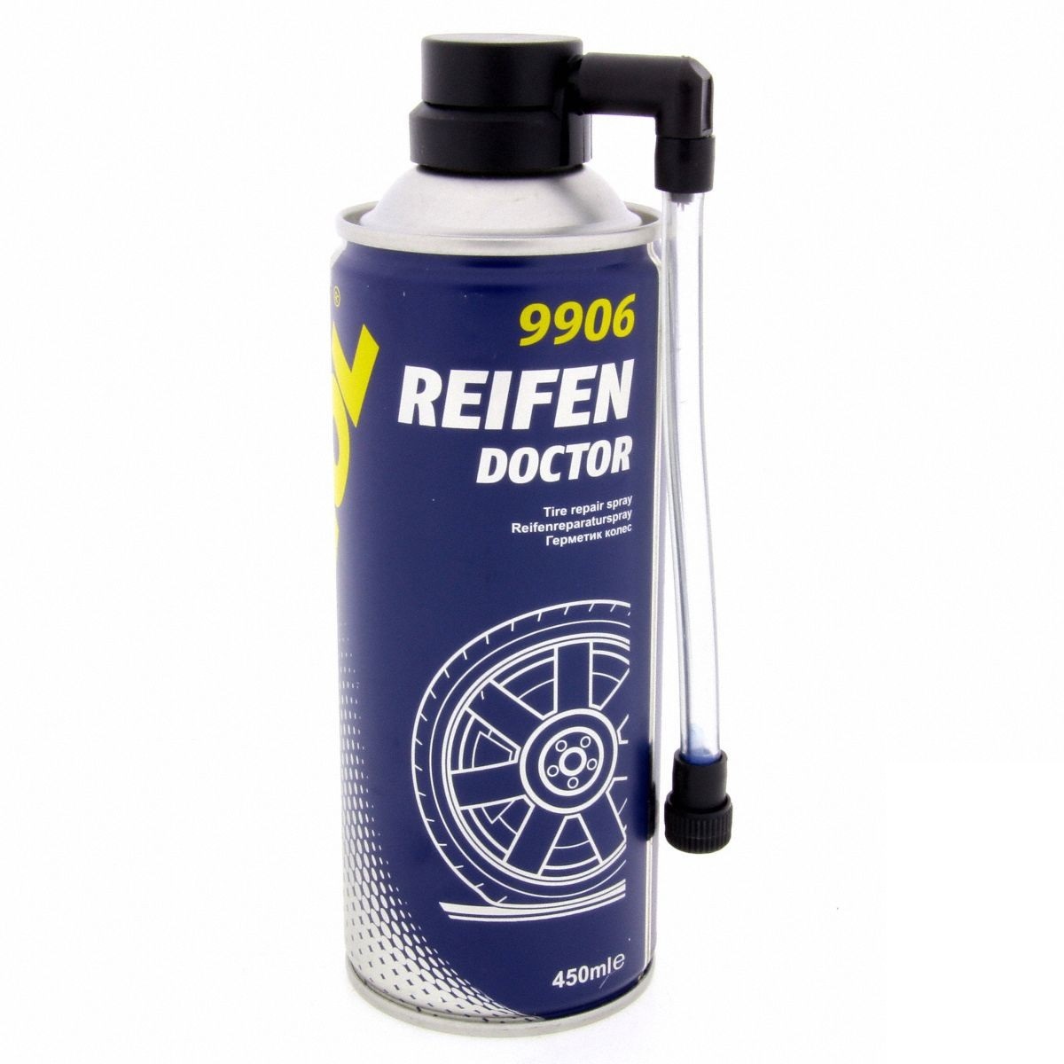 Vá Vỏ Xe Khẩn Cấp Bơm Keo Chống Xì Lốp Và Bơm Căng Lốp Xe Lại MANNOL 9906 Reifen Doctor 450ML Tire Repair Spray