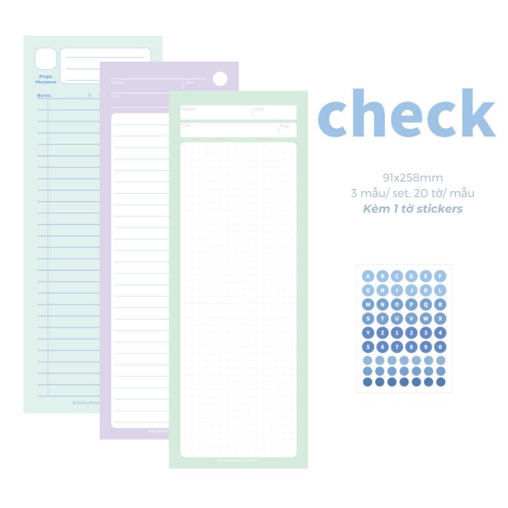 Giấy Note - Giấy Ghi Chú Kế Hoạch/ Tự Vựng/ Todo List Form Dài Màu Pastel Kèm Stickers