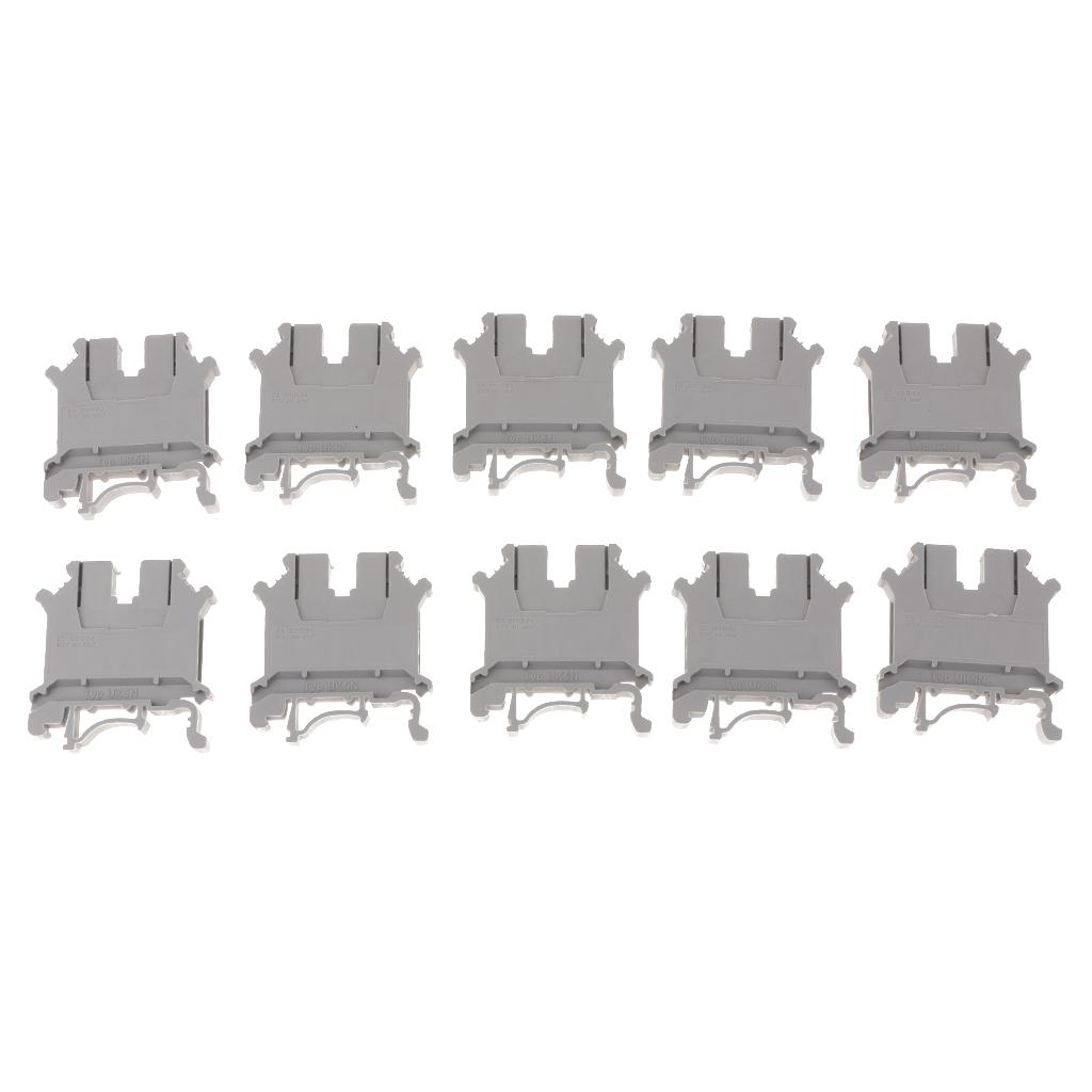10 Pcs DIN Rail Terminal Block Screw Type UL 800V 0.2-4mm² gray UK-5N