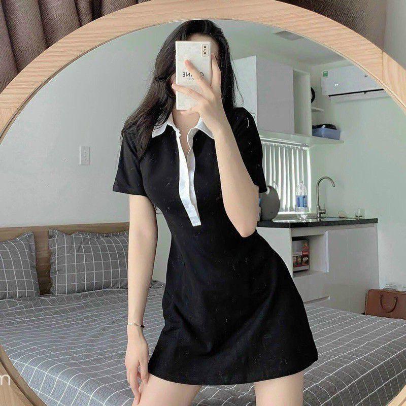 Váy Polo Tay Ngắn Dễ Thương Cổ Sơ Mi Trắng - LH116