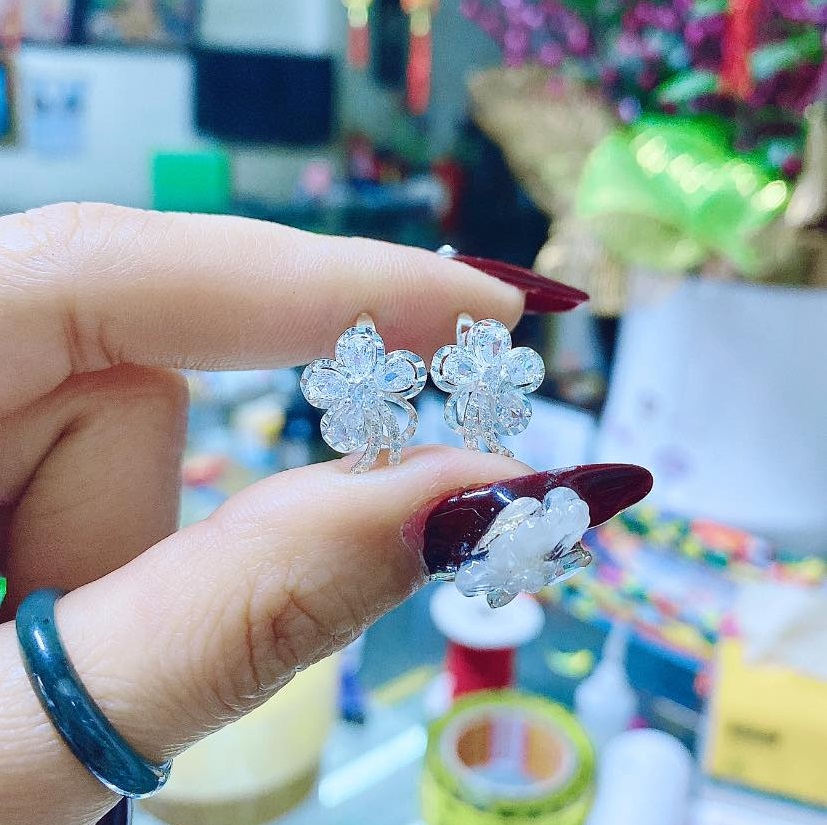 Bông tai bạc thời trang cao cấp chất liệu bằng bạc Ý SA0106 - Bạc trang sức PKG