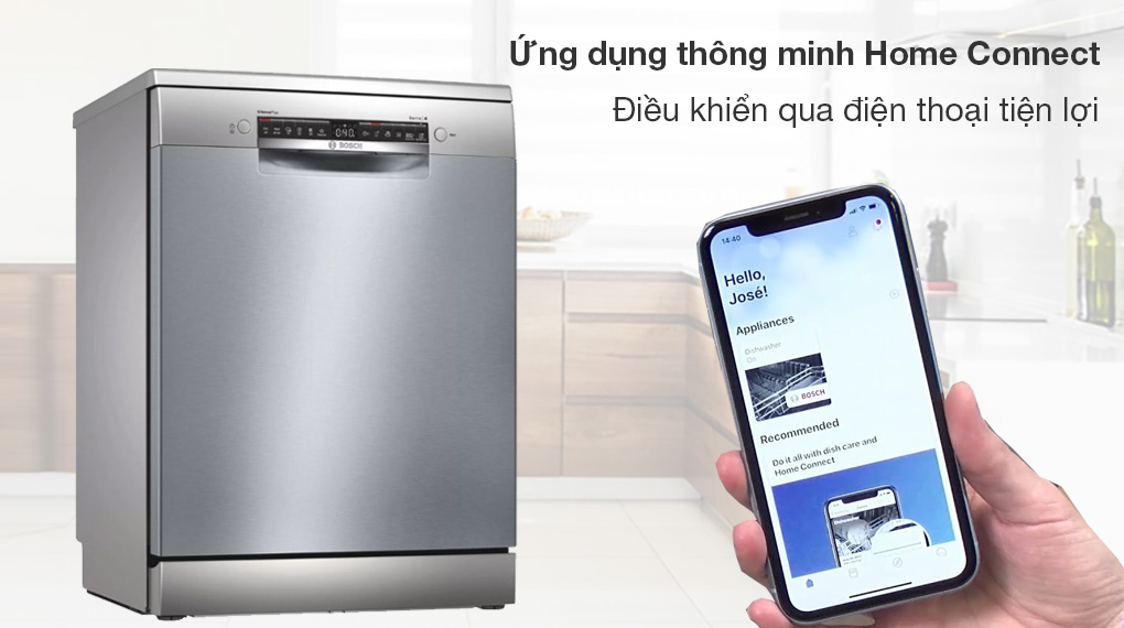 Máy rửa chén bát đọc lập Bosch SMS4ECI14E Series 4 - 13 bộ chén bát - Hàng Chính Hãng