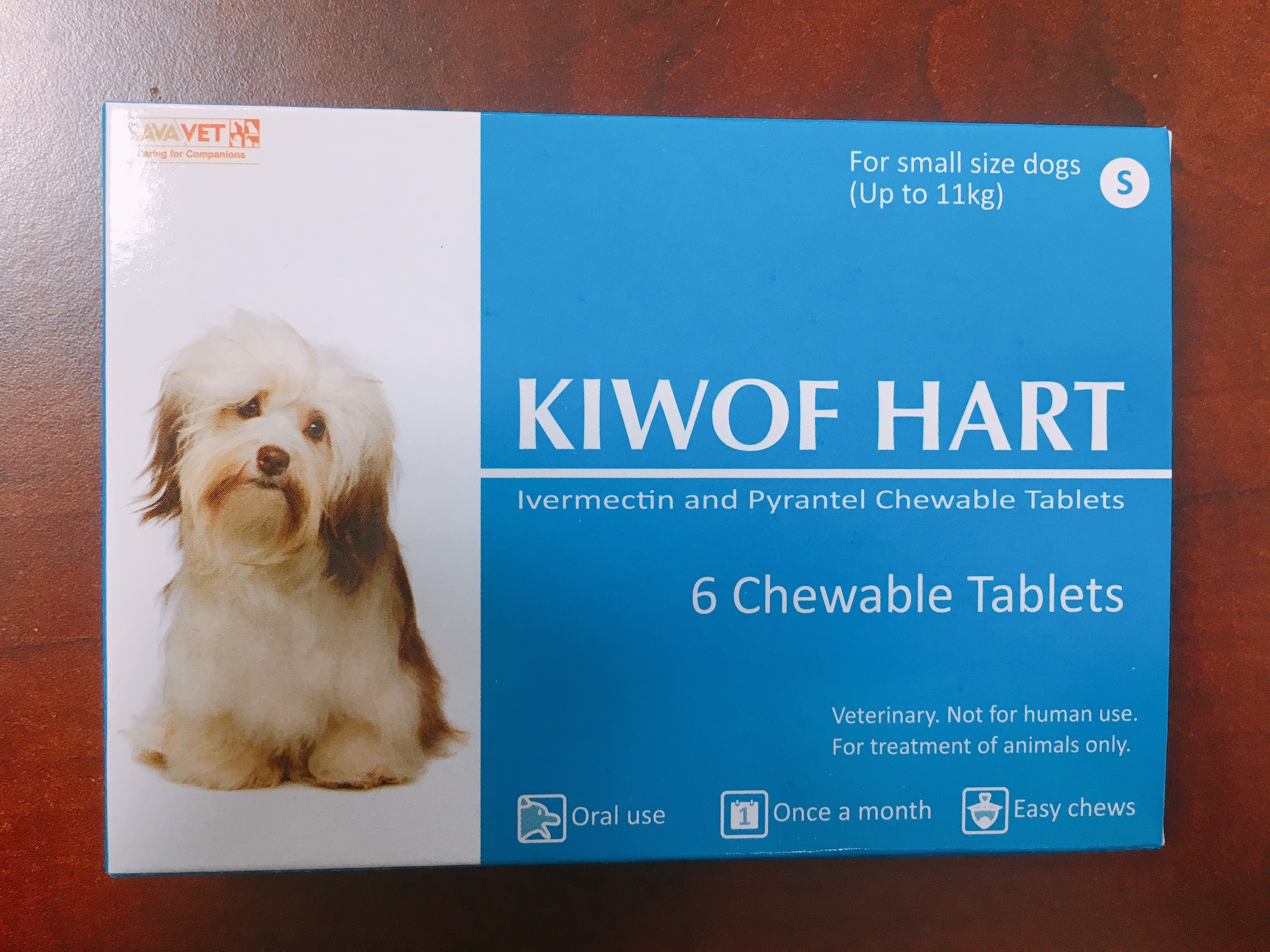 Viên nhai tẩy giun và phòng ngừa nhiễm chỉ trên chó dưới 11 kg Kiwof Hart for small dogs (Hộp 1 vỉ 6 viên)