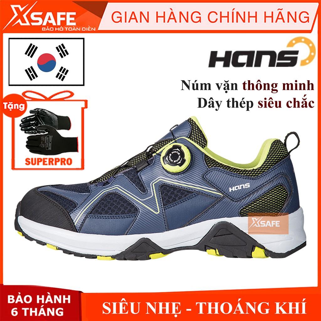 Giày bảo hộ Hans HS77 Giày bảo hộ lao động Hàn Quốc cấu tạo phi kim siêu nhẹ - Núm vặn thông minh tháo mở nhanh giày