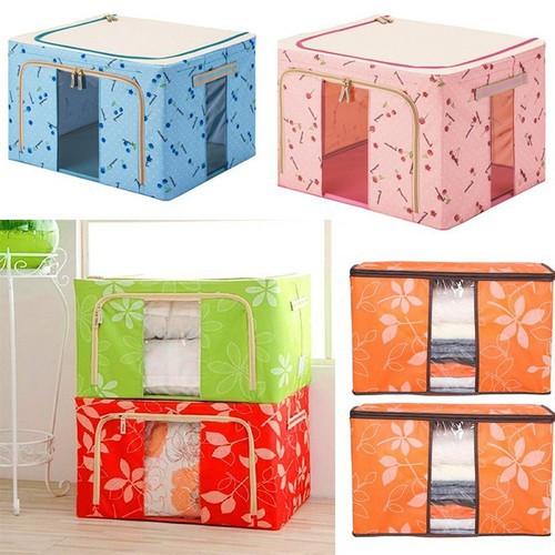 Tủ đựng quần áo, chăn màn bằng vải chống thấm nước khung thép 50x40x33cm