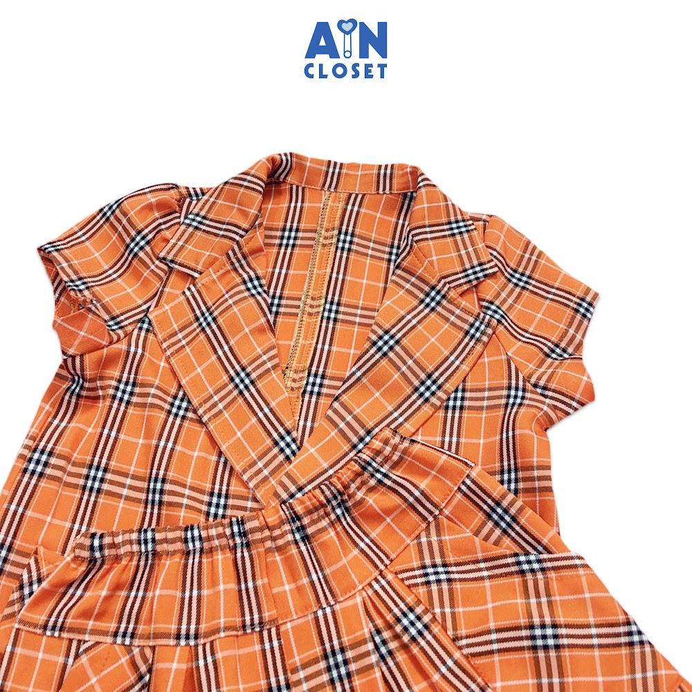 Set vest phối quần váy bé gái họa tiết Caro cam Tuytsi - AICDBGRJTOAR - AIN Closet