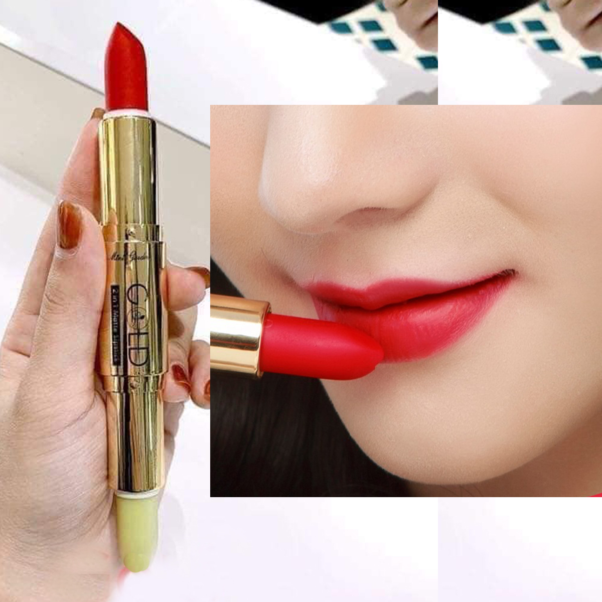 Son GOLD Matte Lipstick 2in1 Mini Garden Màu Đỏ Dâu