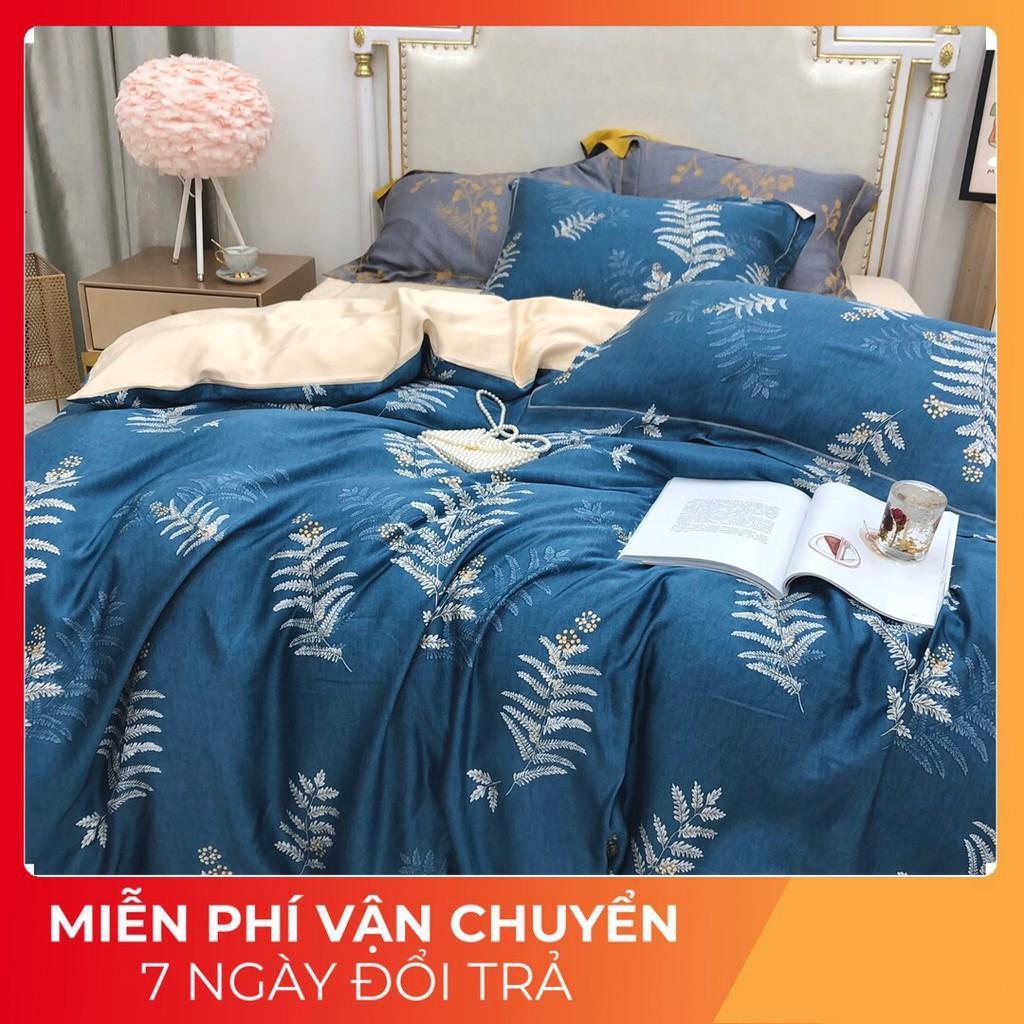 Bộ chăn ga gối lụa Tencel 60s, 4 món tiêu chuẩn, siêu mát, mịn, Freesize, họa tiết sang trọng