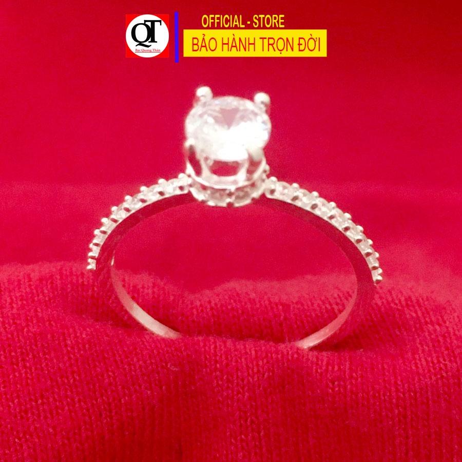 Nhẫn nữ bạc ta không gỉ đính đá kim cương nhân tạo 6ly trang sức Bạc Quang Thản – QTNU.TN96