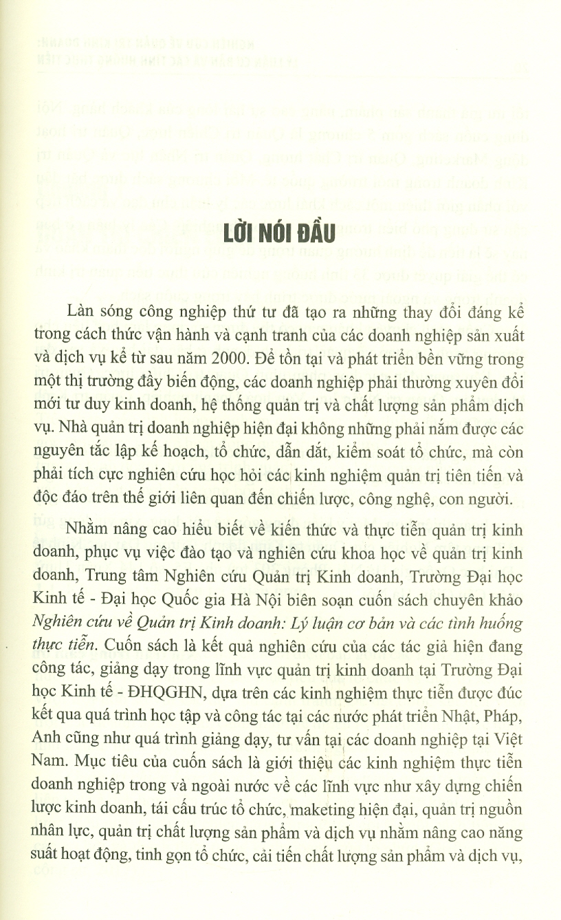 Nghiên Cứu Về Quản Trị Kinh Doanh - Lý Luận Cơ Bản Và Các Tình Huống Thực Tiễn (Sách chuyên khảo)